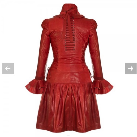 IMPERO LONDON | Red leatherCorset Dress/ Coat - Picture 4 of 6
